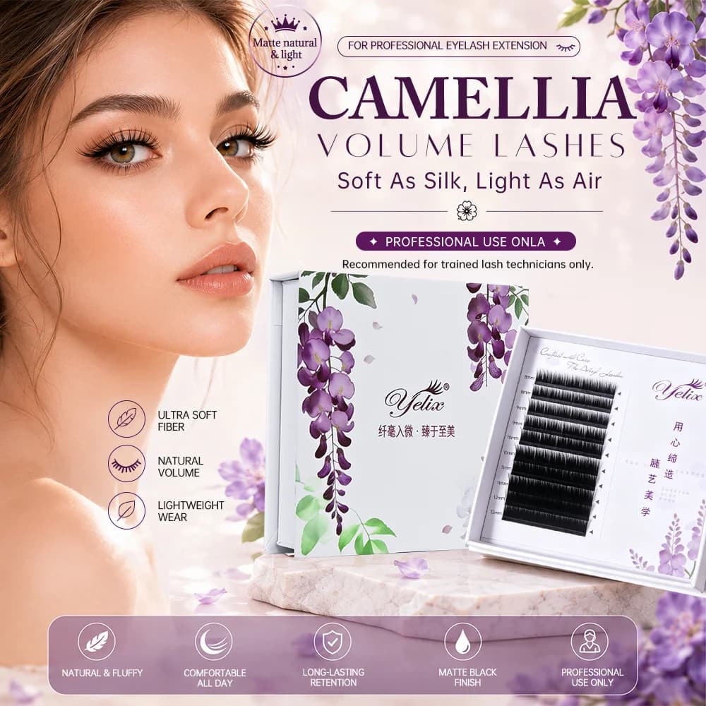 Camellia volumen ekstenzije trepavica mekane prirodne
