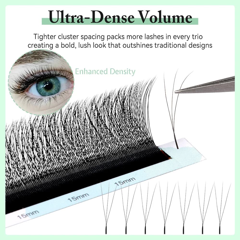 Uske 3D W oblik predgotove volumen trepavice