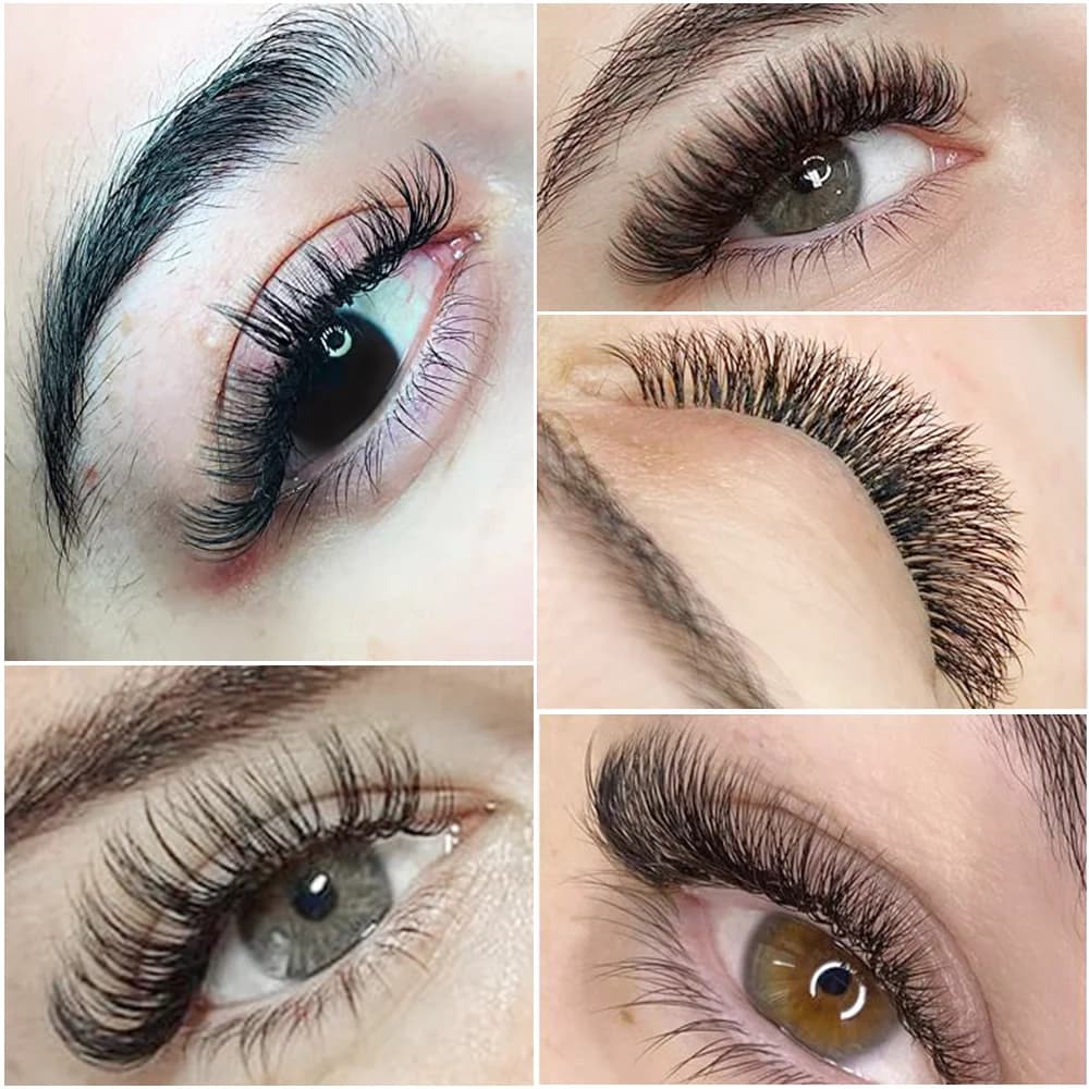 Matte klasične volumenske ekstenzije trepavica, D+ zavoj, 7-16mm